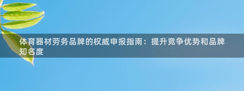 耀世娱乐是不是赚钱：体育器材劳务品牌的权威申报指南：