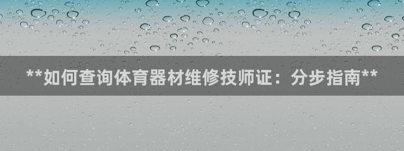 耀世挑战怎么过：**如何查询体育器材维修技师证：分步